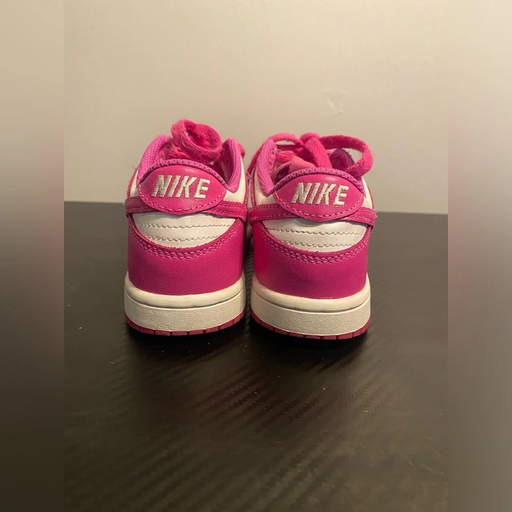 Item 74 Nike Kids Pink and White Low-Top Sneakers - Picture 6 of 9